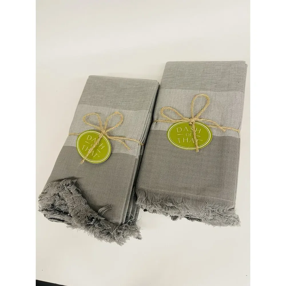 Natural Cloth 18x18” Table Napkin With Fringes‎ Modern Style 12-pack Gray